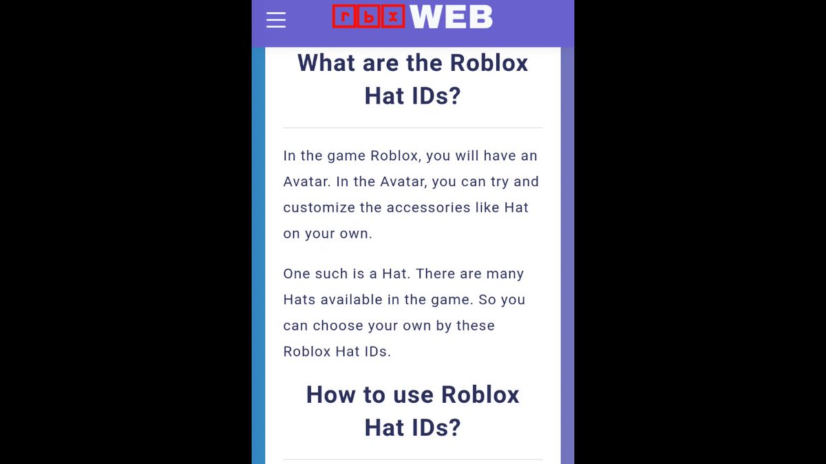 All Roblox Hat Ids