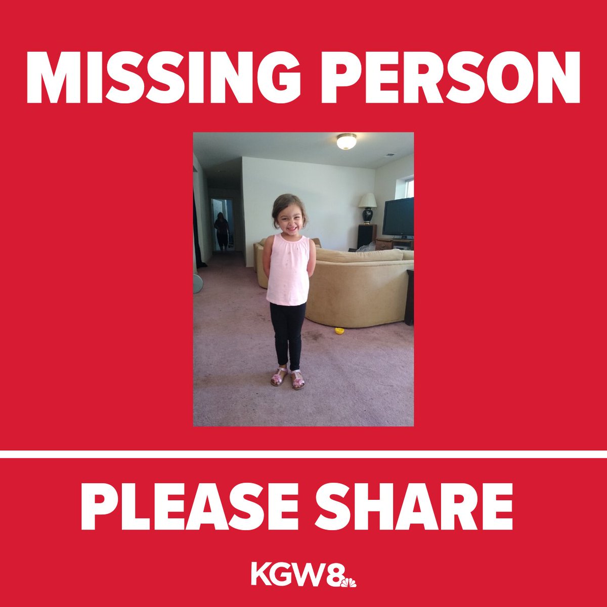 SPREAD THE WORD: Police are searching for 4-year-old Anna Devoll. She was last seen near Angela Way in Milwaukie at around 5 p.m. She is about 3’9” and 38 pounds. Anna has shoulder length brown hair and brown eyes. Call Milwaukie police at 503-786-7500 if you see her.