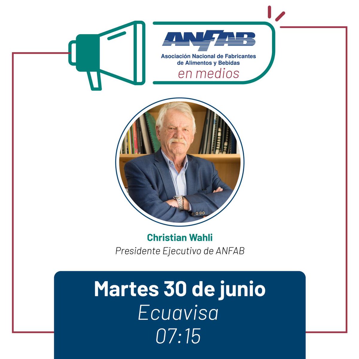 ANFAB_Ec's tweet photo. No te pierdas mañana la entrevista de nuestro presidente ejecutivo, Christian Wahli.

📌 Tema: Experiencia y aporte del sector agroalimentario durante la pandemia
📺 @ecuavisa
🕖 07:15 https://t.co/dlFY4sRqJZ