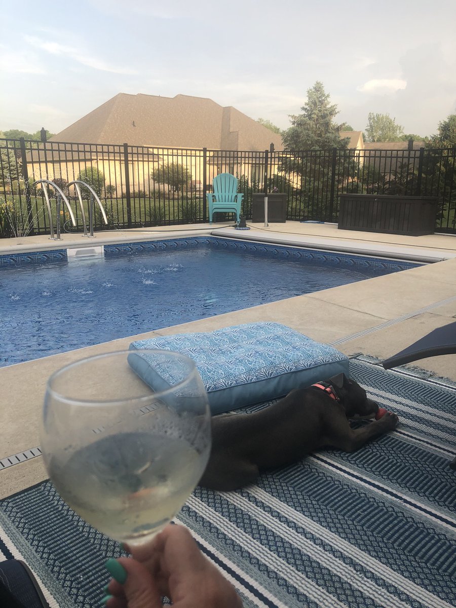 Just me, the dog and a good glass of wine! #chillinpoolside #mustneeded #meandIvy