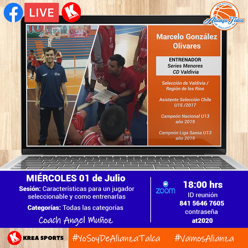 Este miércoles vamos con otra sesión de conversación con el coach <a href="/AngelMunoz813/">Angel Fernando Muñoz</a> y con un gran invitado, #MarceloGonzález, Coach de <a href="/CdvMenores/">CDV Menores</a>. Nos vemos en vivo por el facebook de <a href="/KreaSports/">KREA Sports</a>. #YoSoyDeAlianzaTalca