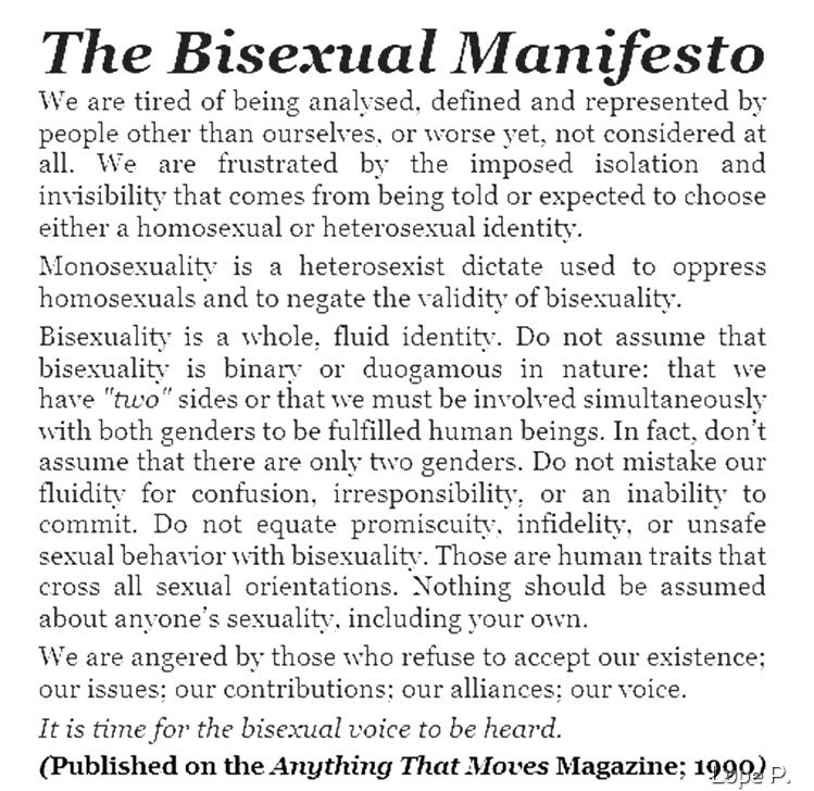 Me_Mania_'s tweet photo. @tiaharmony @Rebekahh351 @iNabber69 I recommend you read the Bi manifesto! Bi ≠ ONLY m &amp; w. As another comment says it’s also transphobic to exclude trans people from their identity.
Regardless, if you feel comfortable in the Pan label there’s nothing wrong with it! The meaning of the label is what you make of it https://t.co/yG8xzokv0z
