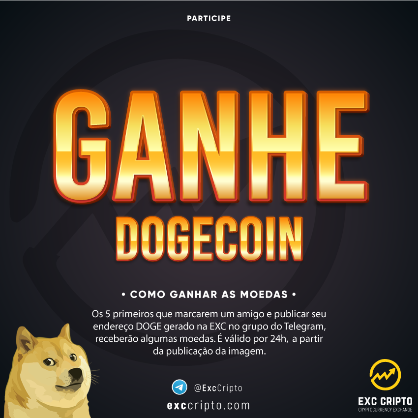 exccripto's tweet photo. Os 5 primeiros que marcarem um amigo e publicar seu endereço DOGE gerado na EXC no grupo do Telegram, receberão algumas moedas. É válido por 24h, a partir da publicação da imagem.
EXC CRIPTO - https://t.co/tZh0zg24ZS
#Cadastre #Exchange #exccripto #Participe #GanheDogecoin https://t.co/kTY92hvZ9w