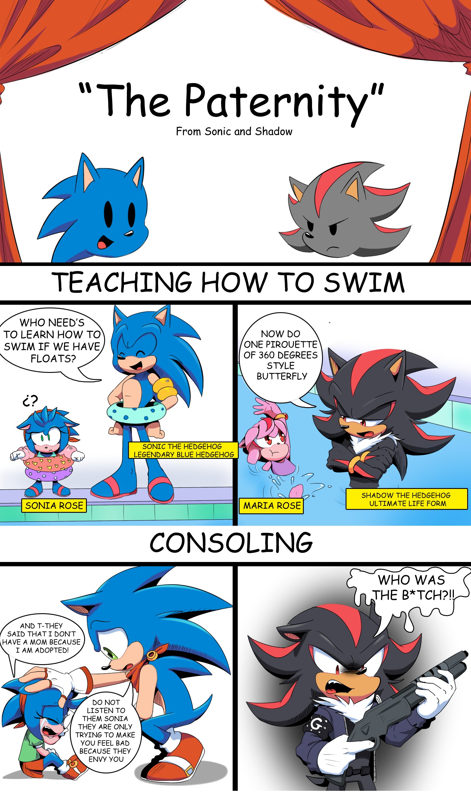 Chococoa on X: They are different universes, in one Amy chooses Sonic and  in the other amy chooses shadow, these comics reflect life as Shadow and  Sonic's single parents. (Amy is dead) #