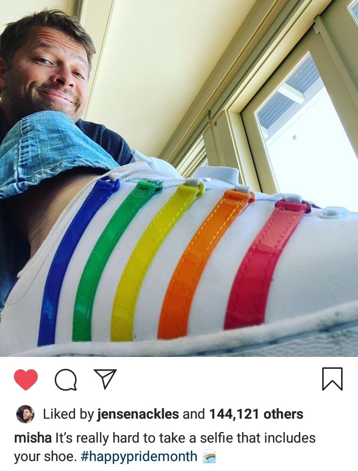 jensen liked misha's pride month post 😊