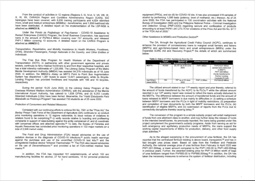 THREAD: President Duterte's 14th report to Congress on the government's response to the COVID-19 pandemic.The report is part of the requirement under the Bayanihan to Heal as One Act which expired on June 25.  @ABSCBNNews