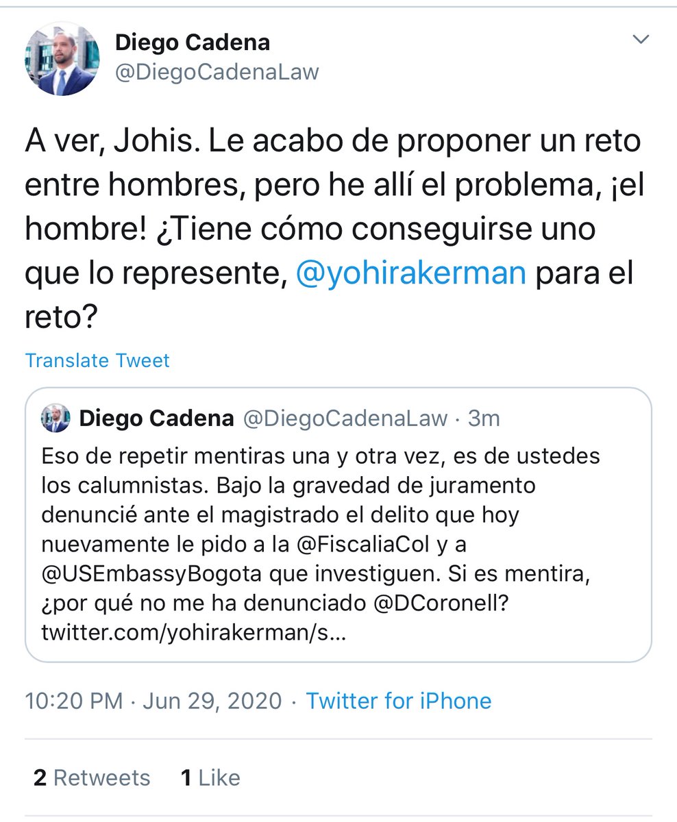 yohirakerman's tweet photo. Bien pobre el nivel argumentativo del abogado @diegocadenalaw. Extraño que un expresidente como @AlvaroUribeVel use a este jurista. Debe ser por otras cualidades que lo seleccionó, esas que los tienen con una investigación abierta por fraude procesal y soborno de testigos https://t.co/OpHuFdRyf0