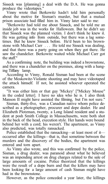 Had those tapes been recovered, this entire thing would have been blown wide-open back in 1981. *Sisseck was the informant's "codename" for Ron Sisman.