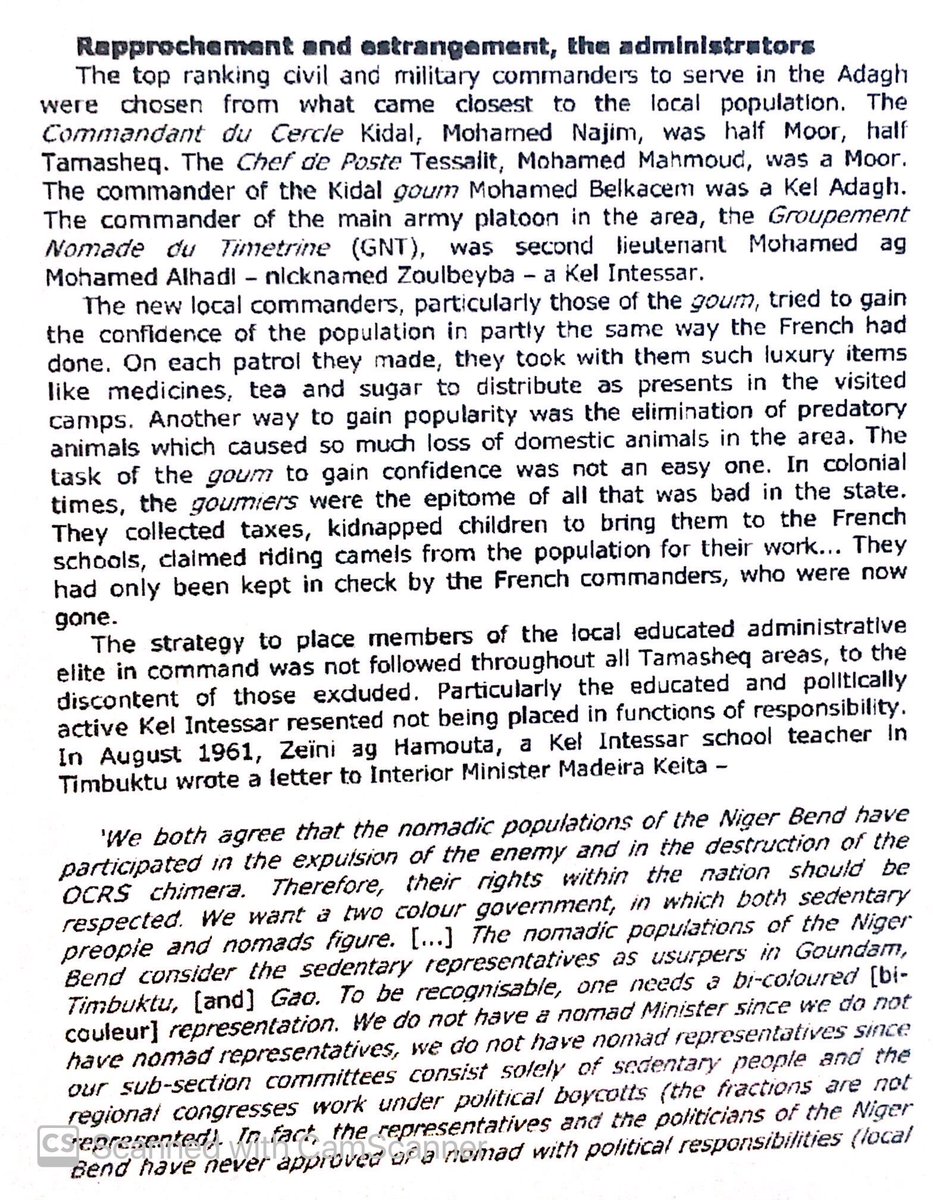 French had kept Mande administrators from abusing the Tuareg. After independence, the Mande administrators were no longer restrained, leading to Tuareg hostility. Tuareg leaders demanded job patronage, political representation, & an end to Mande anti-Tuareg racism.