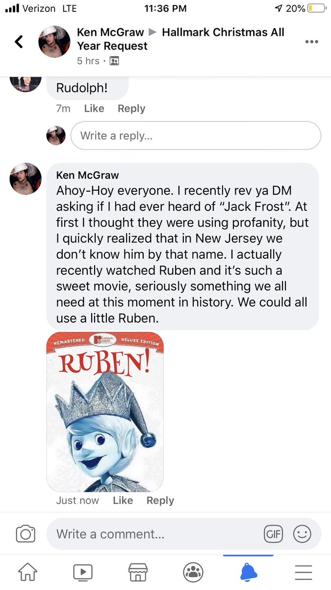 I still am not kicked out of this group so I’ve started to kick up the crazy a little with one of my favorite movies Ruben! People are still dead set on making me think that Biff is actually named Rudolph, but I’m not going to let them win.