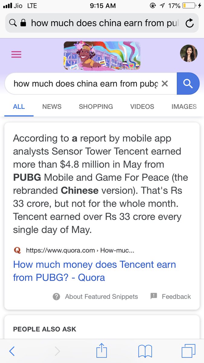 rheasy_'s tweet photo. India is the top country in playing Pubg. Even though it was developed in S Korea, the finance goes to China. Definitely the amount of revenue generated through Pubg is way more than many other apps in the list. &amp; I m not a Tiktok user!
#pubgban @narendramodi @PMOIndia @AmitShah https://t.co/C9rXAXkBmj