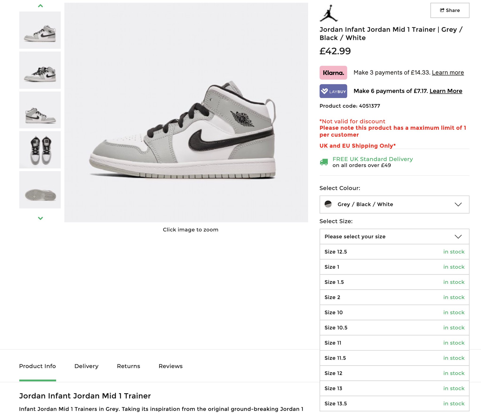 jordan infant trainers
