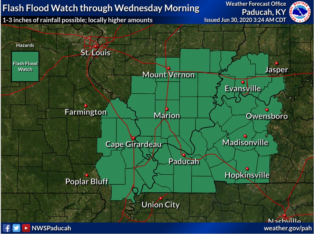 6/30/20 335 AM: A flash flood watch in effect until 7am Wed morning for ...
