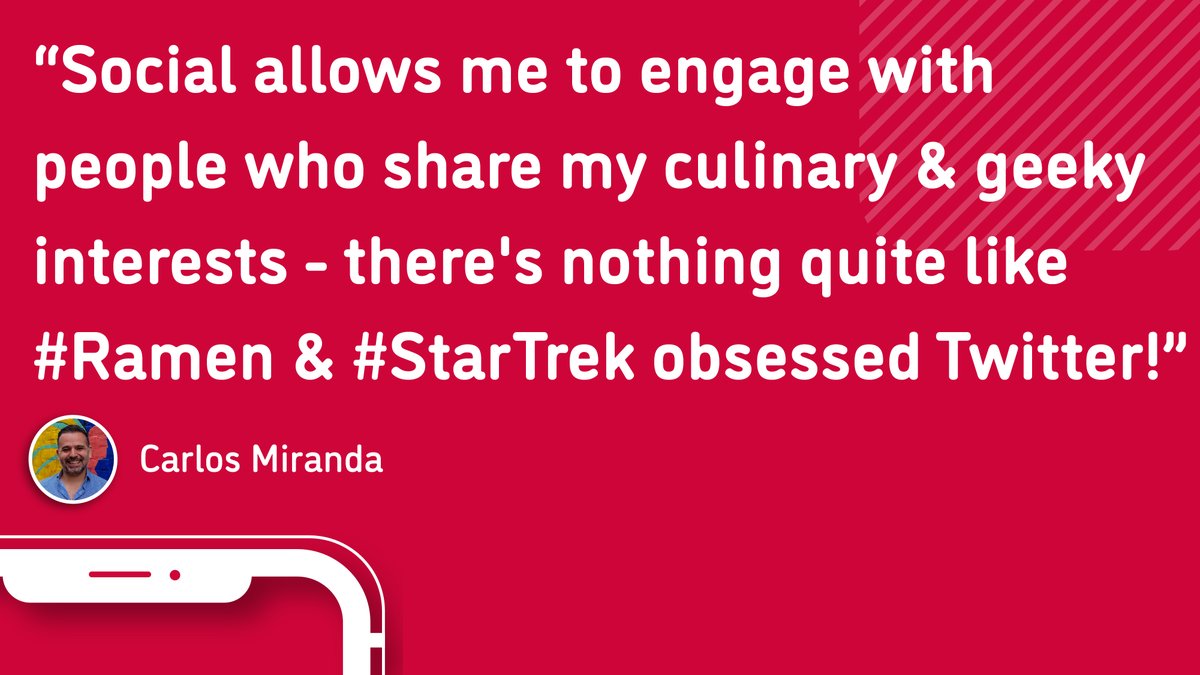 Our Founder & CEO,  @doublemacc, loves sharing his passion for all things  #StarTrek  , coffee & ramen on social.  #SocialMediaDay 