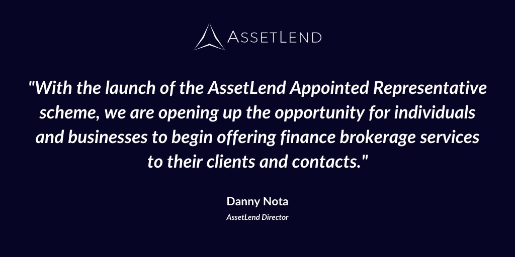 AssetLend is delighted to announce the launch of its new #AppointedRepresentative scheme. If you are an individual or already established business interested in being able to offer finance brokerage services, get in touch with us now bit.ly/2YHtZlS

#financebroker