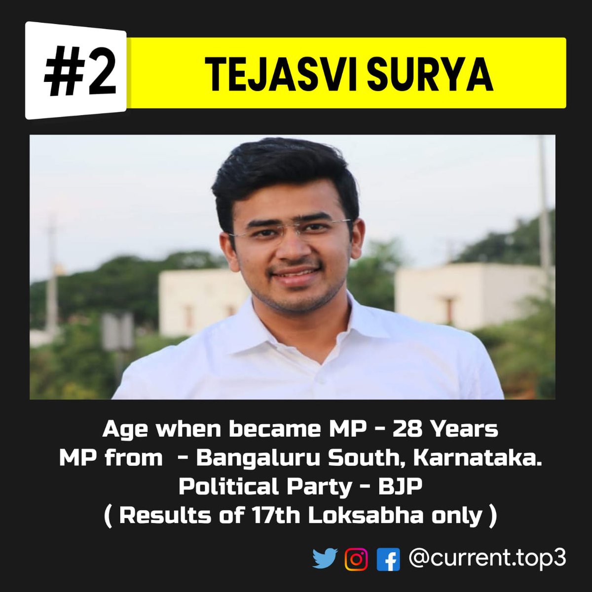 currenttop3's tweet photo. Current top 3 Youngest MP in India.
It's good to see more younger people in parliament.
.
.
.
.
.
#narendramodi #modi #bjp #MP #current #young #like #comment #india #sharetheknowledge #tejasvisurya #mimichakraborty #delhi #parliament #currenttop3 #top #youth
@tejasvisurya https://t.co/c4tqmgatqw