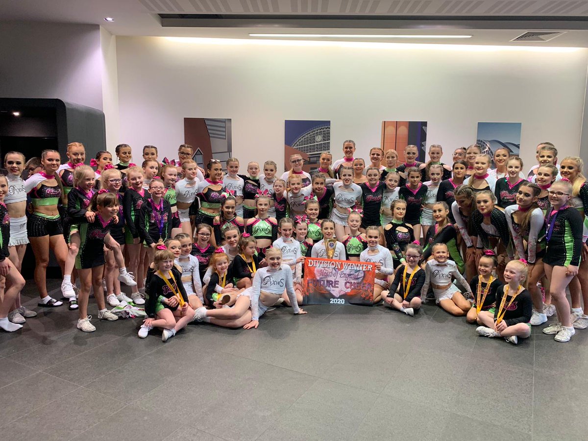 PixiesCheer's tweet photo. Day 100 since we started online training and the last memory we are going to share!! A throwback to our last UK competition!!! Feb2020 We can't wait to be back doing what we love 💗💚#pixiescheer #throwback #pix1e2 #pixiesonline #thesisterhoodwillcontinue #flylikeapixie https://t.co/hKnVTNyUJ5