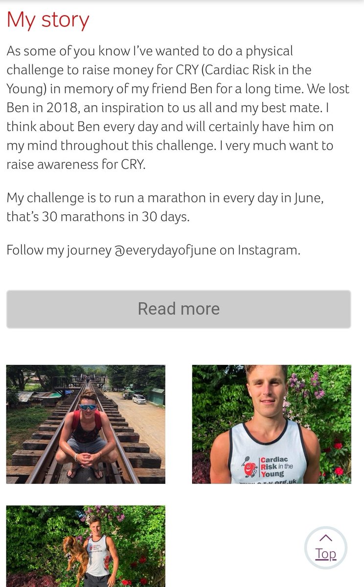 . @_mmcguire_ is running his last of 30 MARATHONS IN JUNE 😵 today to raise money for CRY. He deserves every penny he can get for a charity close to his heart. Please donate of you can 🙏 uk.virginmoneygiving.com/fundraiser-dis…