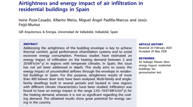 ventlab's tweet photo. Just released: "#Airtightness and #EnergyImpact of #AirInfiltration in residential buildings in Spain" published in the International Journal of Ventilation.
Free online copies here:
https://t.co/vAJHYrHS3o
#InfilesProject @irene_pzcsd @tandfonline https://t.co/RsNLqOgwE2
