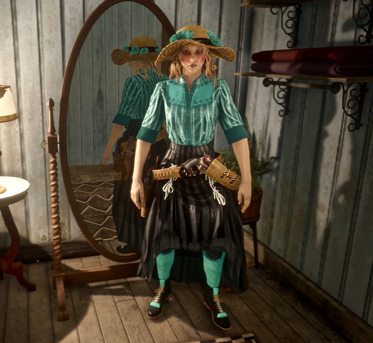 Candysseus's tweet image. Hitched in Teal #CandyColours
#RedDeadFits #LIMITEDITEMS 

THE DOLLYSSEUS

#WRCOutfitters #MissCandyLicious 🍭
📸#SweetAsPhotos #NoFilters #RDR2Online  #RedDeadOnline #RedDeadFashion
