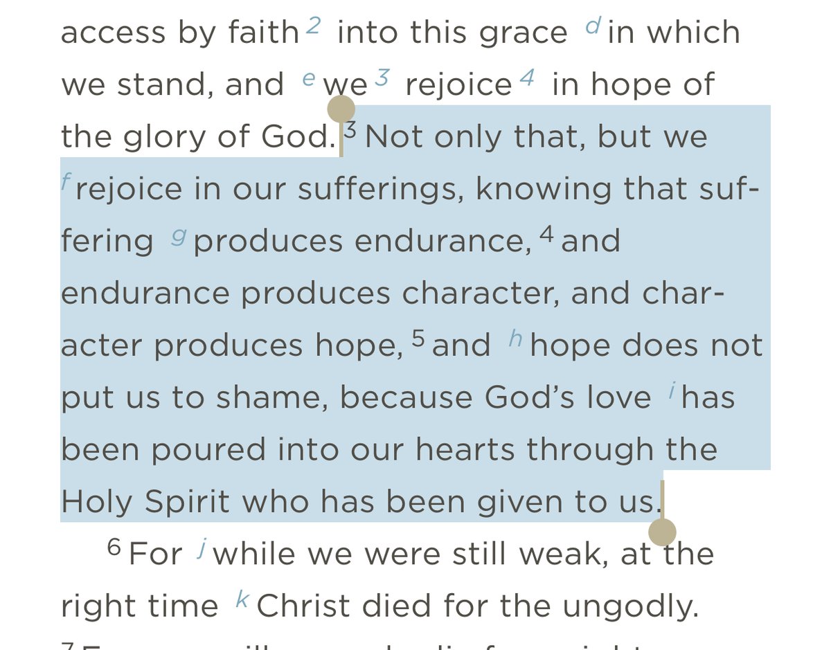If you’re a follower of Jesus, the Scriptures have amazing resources for such calls: “Not only that, but we rejoice in our sufferings, knowing that suffering produces endurance,and endurance produces character, and character produces hope…”- Romans 5:3-5 4/