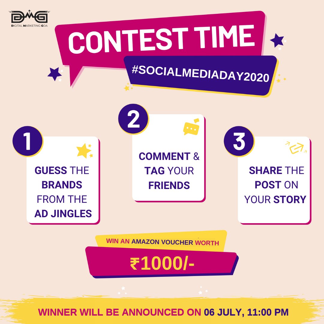 digimgoa's tweet photo. #SocialmediaDay2020 Contest

Participate and win an Amazon voucher worth Rs. 1000/- 

To participate >> https://t.co/NpMs5HF86U
#ContestAlert https://t.co/VLyBeWervw