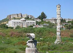 One of the seven wonders, the Temple of Artemis in Ephesus, Turkey, was destroyed along with the Goddess' statue, first damaged by St. John the Apostle, & then flattened by St. John Chrysostom in 401 CE.  #SaintsOrVillains? Before (digital reconstruction) & After Pics Here. Sad.