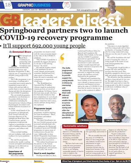 GhanaGrows's tweet photo. Graphic Business shared a story on the launch of the COVID-19 Recovery and Resilience (CORE) Programme.
Do grab a copy of today's paper and take a read.
#CORE #Resilient #Ready #Effective
#COREResilient #COREReady #COREEffective
#BeResilient #BeReady #BeEffective https://t.co/kmDilRCMZg