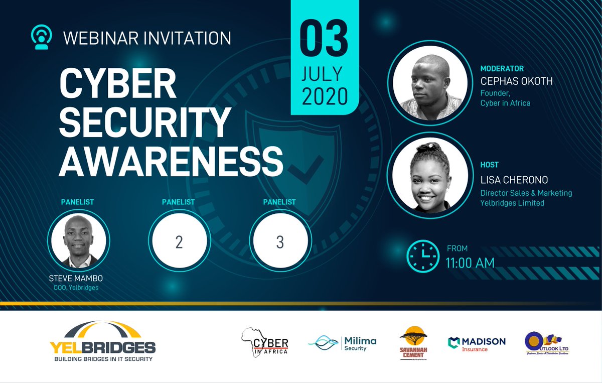 yelbridges's tweet photo. The slots are filing in fast on this week's webinar starting 11am EAT. Get to be a part of the worthwhile discussion as you interact live with the panelist. Also visit our website for the #cyber4growth business club corporate membership.
Register Now:
https://t.co/IPOa5rGKSU https://t.co/8wNNvU5prB