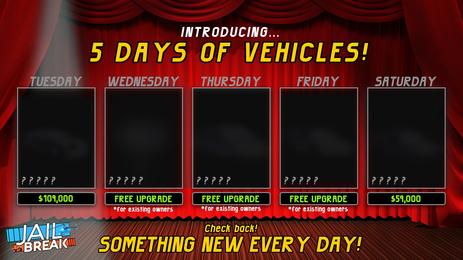 Badimo On Twitter 2 2 Big News This Roblox Jailbreak Update Is Different We Have Five Vehicles To Reveal Over The Next Five Days Tomorrow We Ll Reveal The First Vehicle - roblox jailbreak update 2020