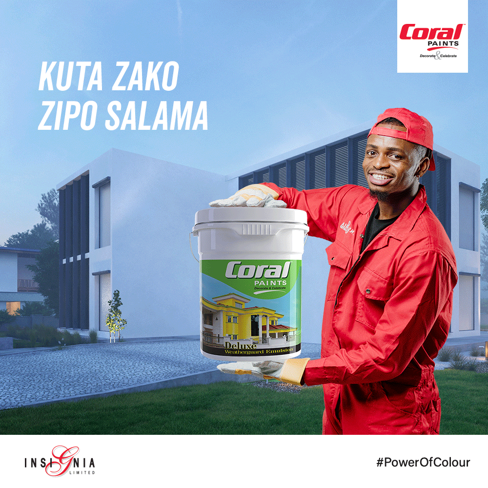 InsigniaTz's tweet photo. Rangi za Coral Weatherguard ni ulinzi tosha kwa kuta zako kwa kuzuia unyevunyevu kupenya na kuziharibu kuta zako. #PowerOfColour https://t.co/mRLN1ksooT