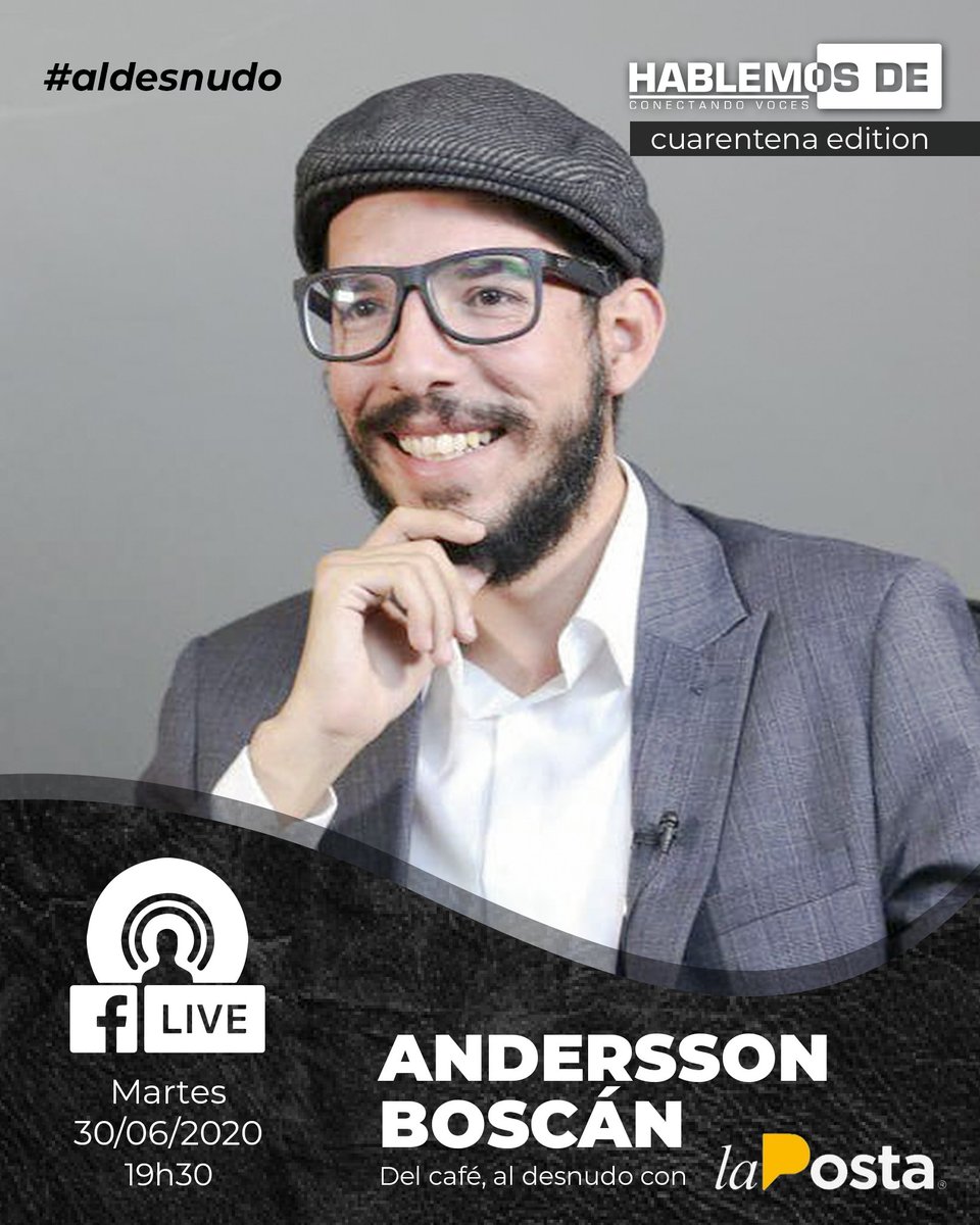 RD_Hablemos_De's tweet photo. #AlDesnudo | Este martes 30 de junio, estaremos presentando a nuestro invitado de lujo @AnderssonBoscan de @LaPosta_Ecu a las 19h30.

No te pierdas su entrevista a través de Facebook Live en nuestra página de Revista Hablemos De. Te esperamos. 🤗

#HablemosDe #ConectandoVoces https://t.co/6s1D3OtQMB