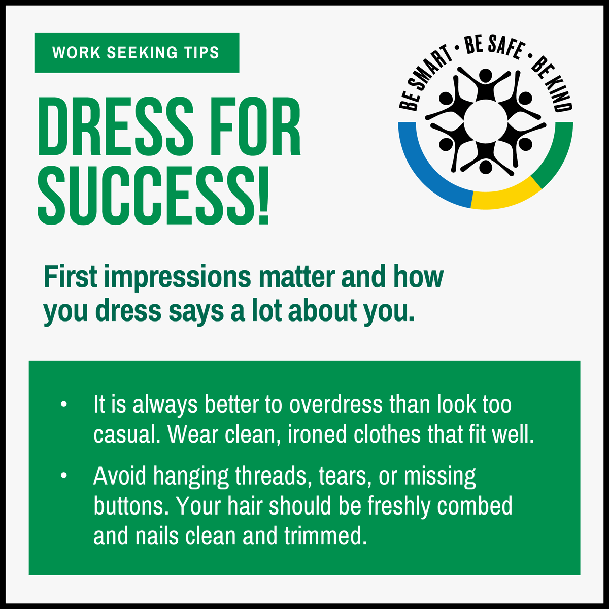 Churwanda's tweet photo. First impressions matter! Make sure you give yourself the best chance of success when going for an interview. 
#Tuzatsinda #GumaMuRugo https://t.co/LklKamMibX