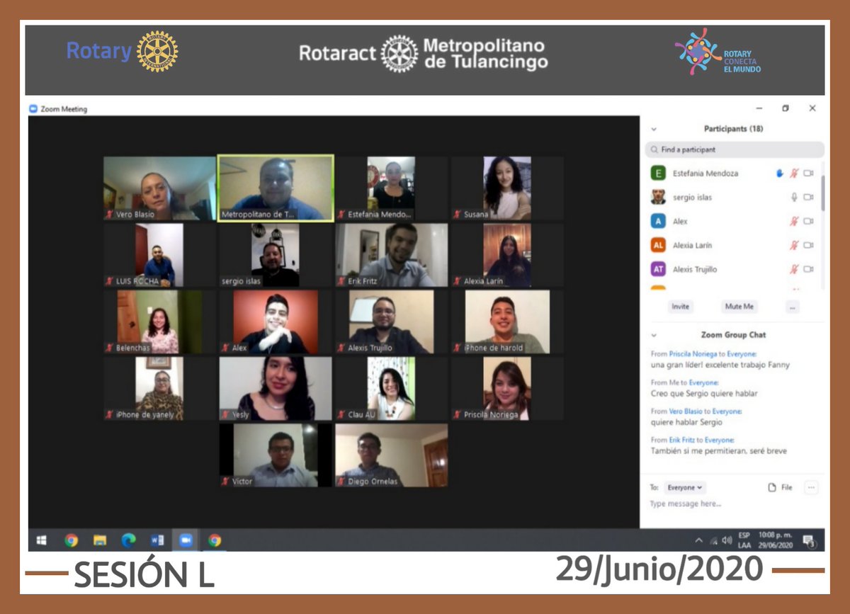 rotaractmett's tweet photo. 29 de Junio fue nuestra sesión número L del año Rotario 2019-2020 y a nombre de todos los socios de Rotaract Metropolitano de Tulancingo queremos darle las gracias a nuestra presidenta N. Estefania Mendoza Soto por ser la lider y respresentante de este año #RotaryConectaElMundo https://t.co/ajzPSniQrV