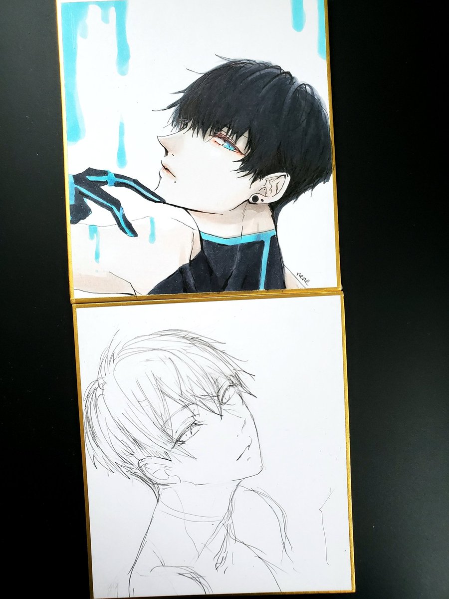 ?
(ちょっとずつ色紙描いてるよ!!、) 