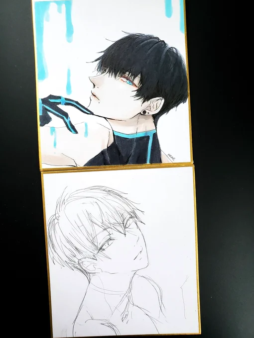 ?
(ちょっとずつ色紙描いてるよ!!、) 