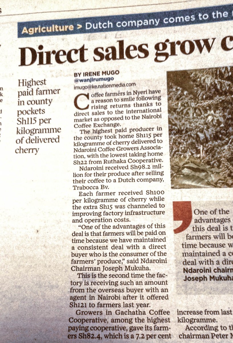 Wow, the Ndaroini are the best-paid growers in Kenya! That is worth celebrating 
Kenya’s @dailynation published this short piece about the pay-out on the 26th of June.

#makecoffeebetter #betterpices #specialtycoffee #coffeechain #dailynation