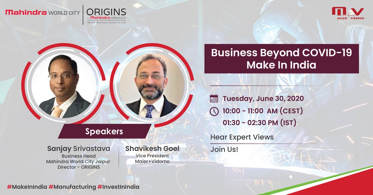 Mah_WorldCity's tweet photo. #MWC_Update: Going Live Shortly!
#ExpertTalk: #MakeInIndia #EODB & #Integrated #Ecosystems
@Sanjay_Sriv & @Shavikesh answer your live Q&A. Hosted by @MV_Group
Register Now: https://t.co/ASK4zFie2y
#NewIndia #InvestInIndia #AdvantageIndia https://t.co/wDgd586WaK