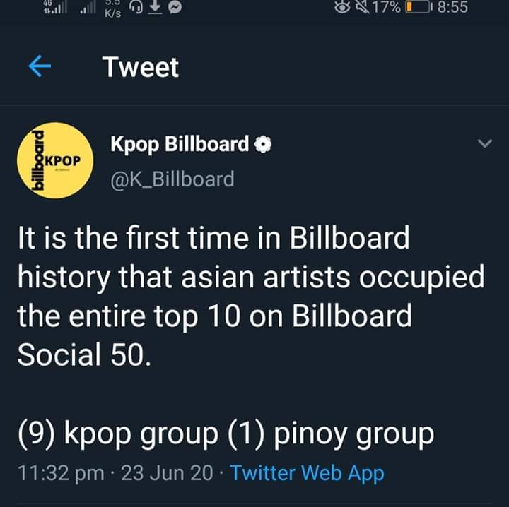 SOFT4KEUN's tweet photo. SB19 is really the 1st &amp; ONLY Pinoy🇵🇭 Group that got a slot in Billboard's Social 50 Charts (Top 10), alongside with these Kpop🇰🇷 groups: BTS, SEVENTEEN, BLACKPINK, STRAY KIDS, NCT127, EXO, TWICE, MONSTA X and THE BOYZ. ++ 

@/ erik yhuen https://t.co/usD2NZ7Ljs