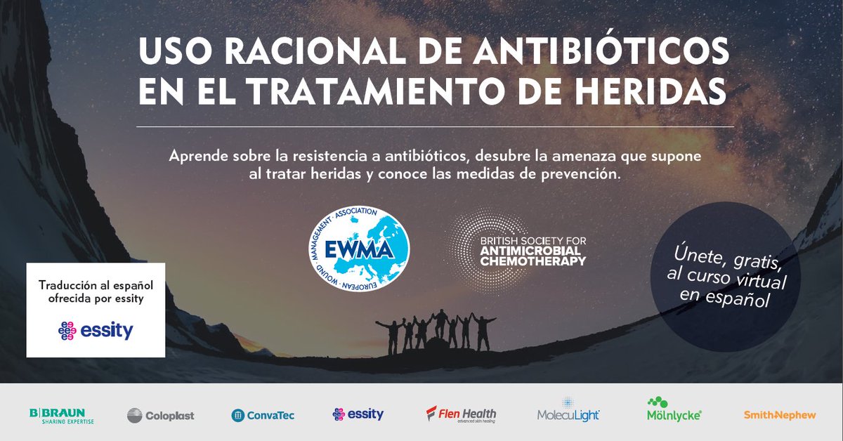 EWMAwound's tweet photo. The popular EWMA | BSAC e-learning course on #Antimicrobial Stewardship in #WoundManagement has been translated into Spanish and is live Monday 6 July❗💊
Learn more and sign up ➡️ https://t.co/7GSKTlt6QM

Please share this free course with colleagues who may find it interesting. https://t.co/qYzPXXk5lv