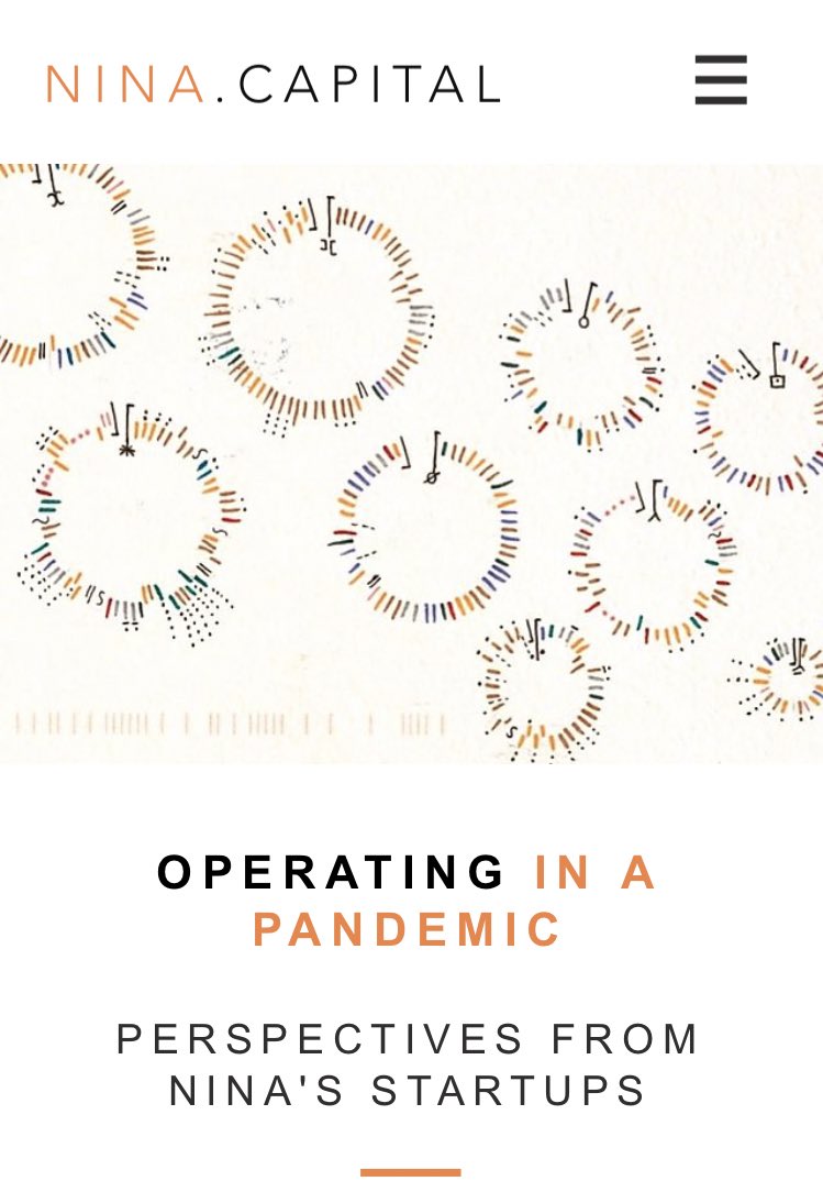 ninacapital's tweet photo. NEW RELEASE! Operating in a pandemic: perspective from nina's #startups. We interviewed 4 of our startups to understand how they lived those past months and what they learned. Read more: https://t.co/aVMr0jSyNa #smartworking #lockdown #wearenina https://t.co/LnjUfOp2iK