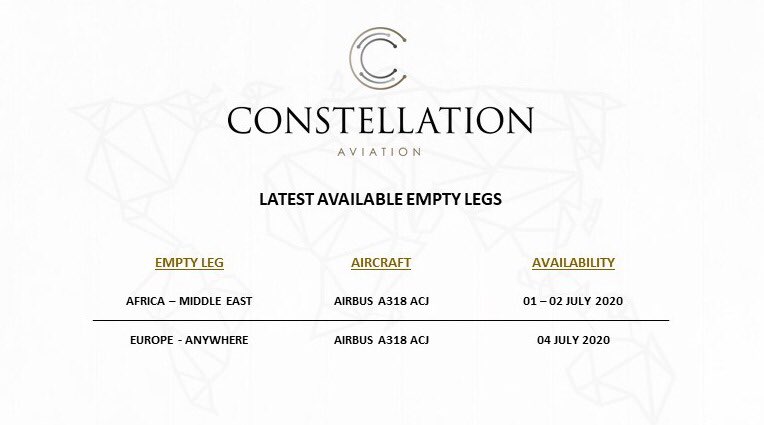 caslaero's tweet photo. Check out our latest available #emptylegs on our #airbus if you or anyone you know is interested, please send your requests to sales@casl.ae 
#aviation #caslaero #businessjet #privatejetcharter https://t.co/atSPltApPo