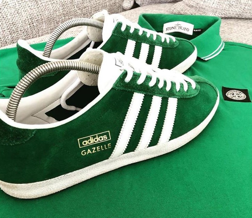 Man Savings on Twitter: "Adidas Gazelle (2014) &amp; Stone Island Tee Combo....💚⚪💚 📸 @ adiclobber Insta 👍 https://t.co/gGQThC2uIh" / Twitter