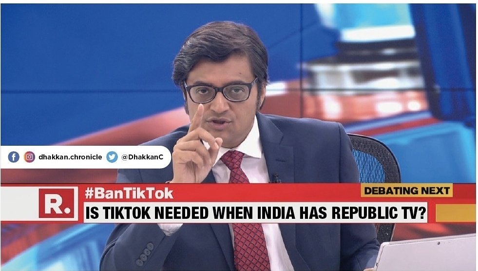 DhakkanC's tweet photo. Republic TV promises to compensate for all the cringe content after ban on TikTok. https://t.co/88DbGWmvzk