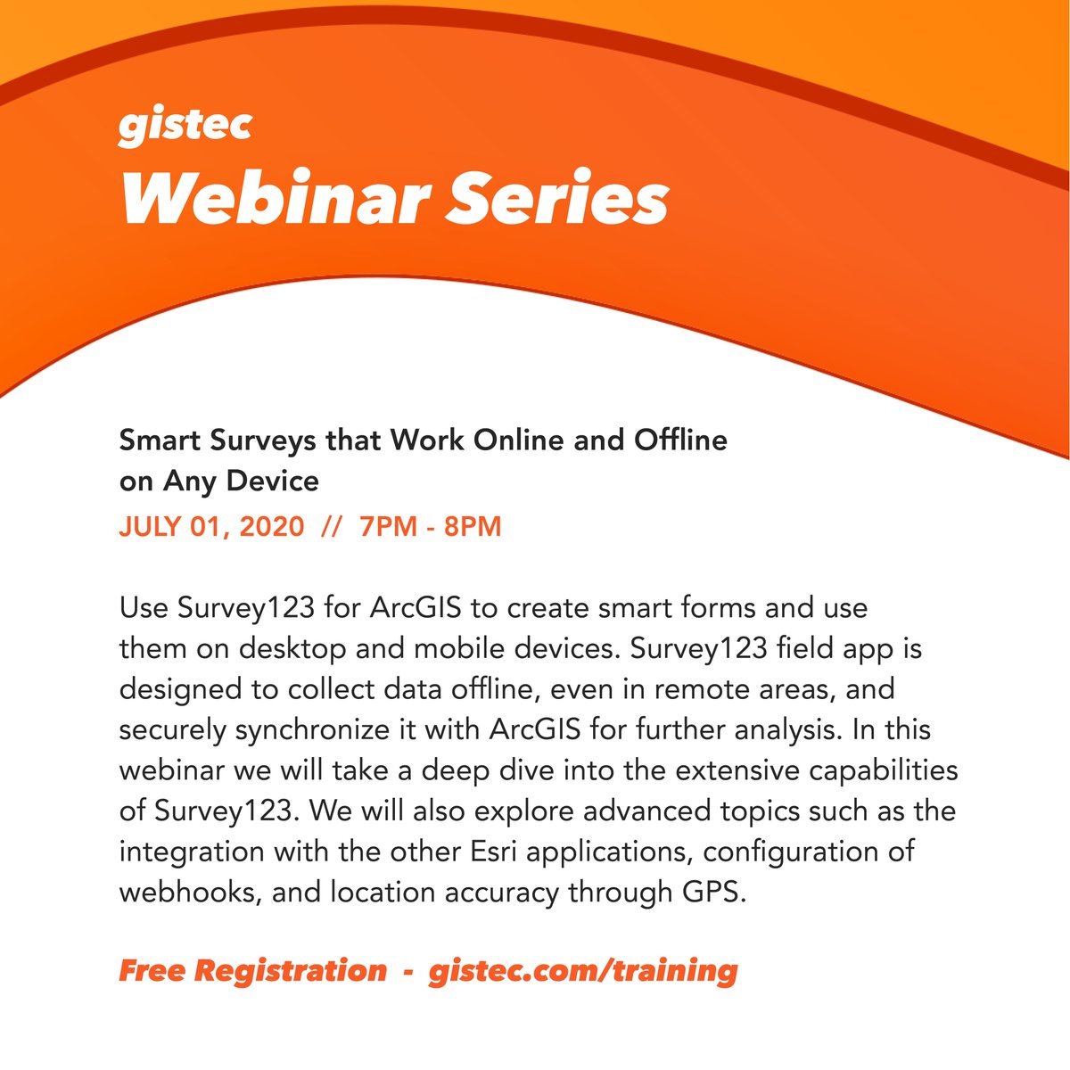 gistec's tweet image. Join our #webinar tomorrow, July 1, and learn all the things you need to know about creating smart #surveys.

Reserve your slot today at gistec.com/training/webin…

#gistecWebinarSeries