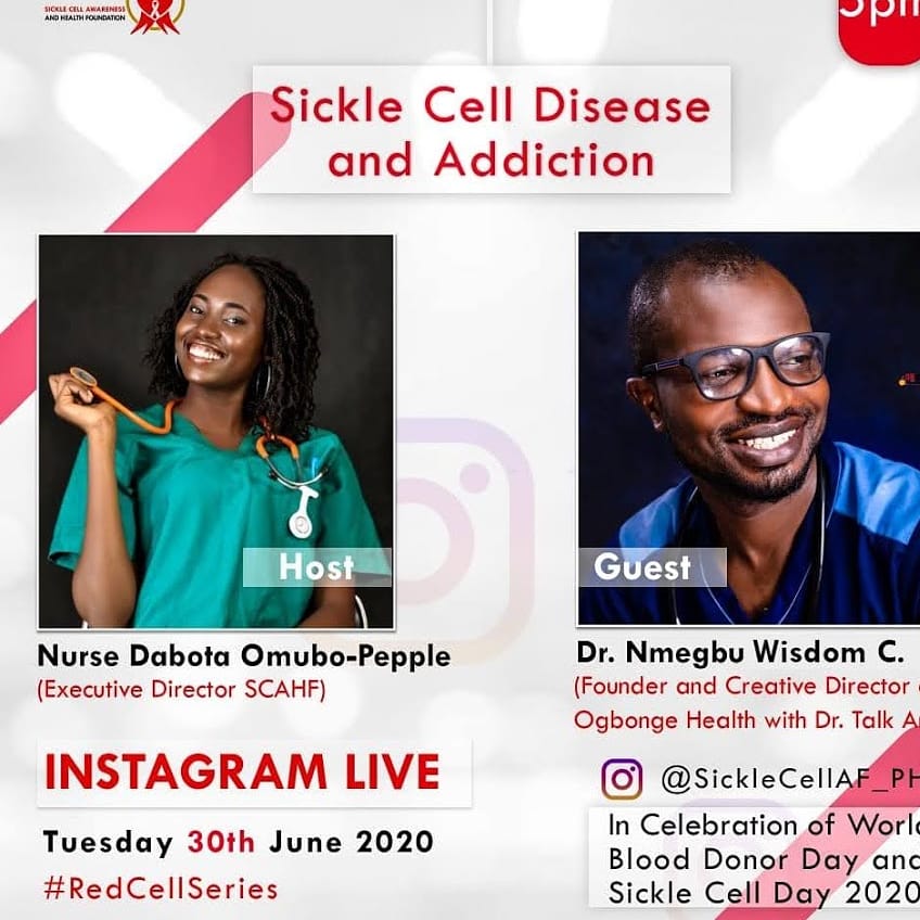 SickleCellAF_Ph's tweet photo. Red Cell Series| Continues
Topic: Sickle Cell & Addiction
Time: 5PM WAT
Today @Dabota_fubara will be hosting Dr. Nmegbu Wisdom on a very important topic based on Drug addiction.
Join the conversation.
#RedCellSeries https://t.co/2ARHPjhLFE