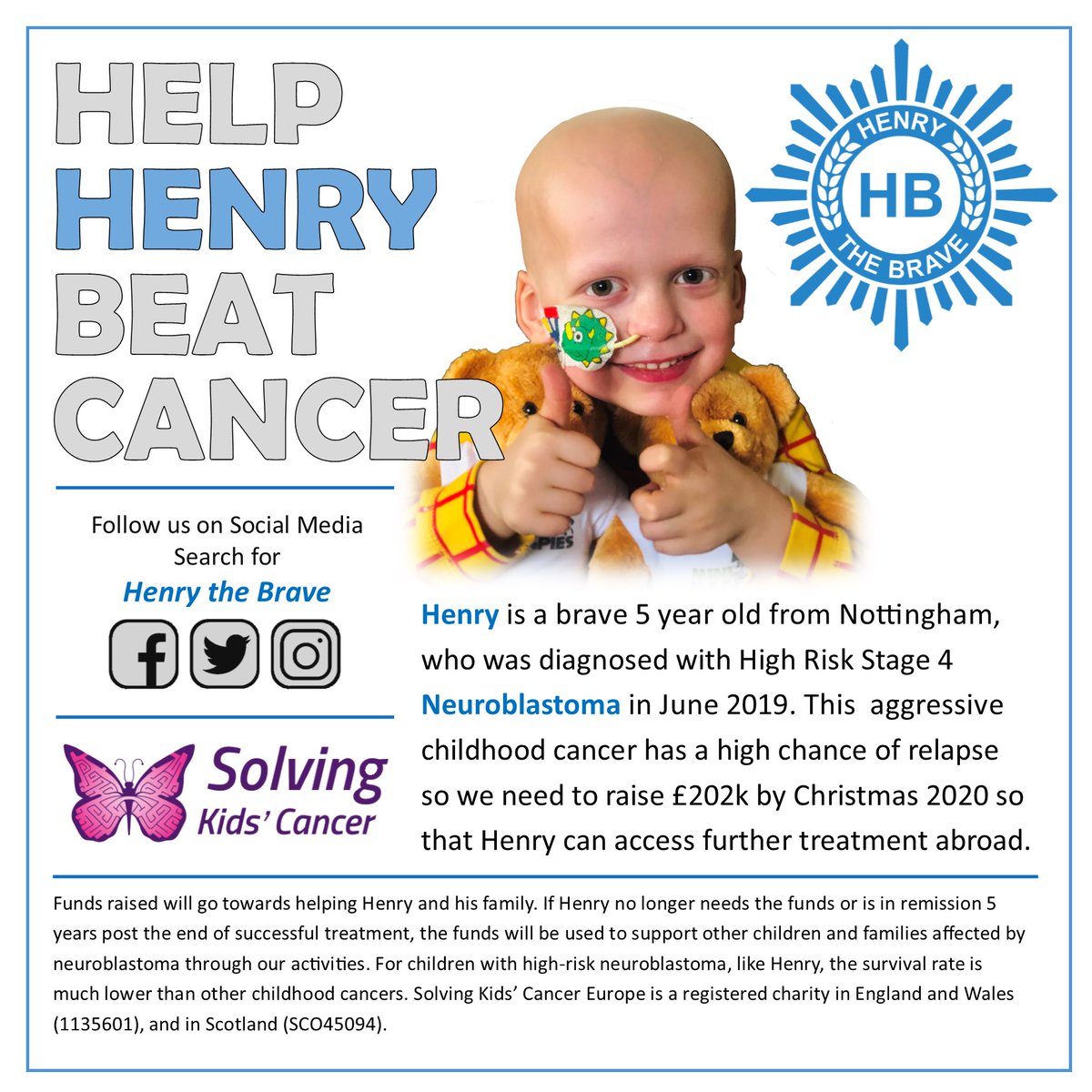 henry_the_brave's tweet photo. #QuidQuest

Challenge accepted....

Can we get 100,000 people to donate just £1 each?

Please help us raise £202k by Christmas so that Henry can access further treatment abroad

https://t.co/GU3aAR1Fws

#TeamHenry #high5henry #HenryTheBrave #100forHenry https://t.co/z2oxtrGJSu