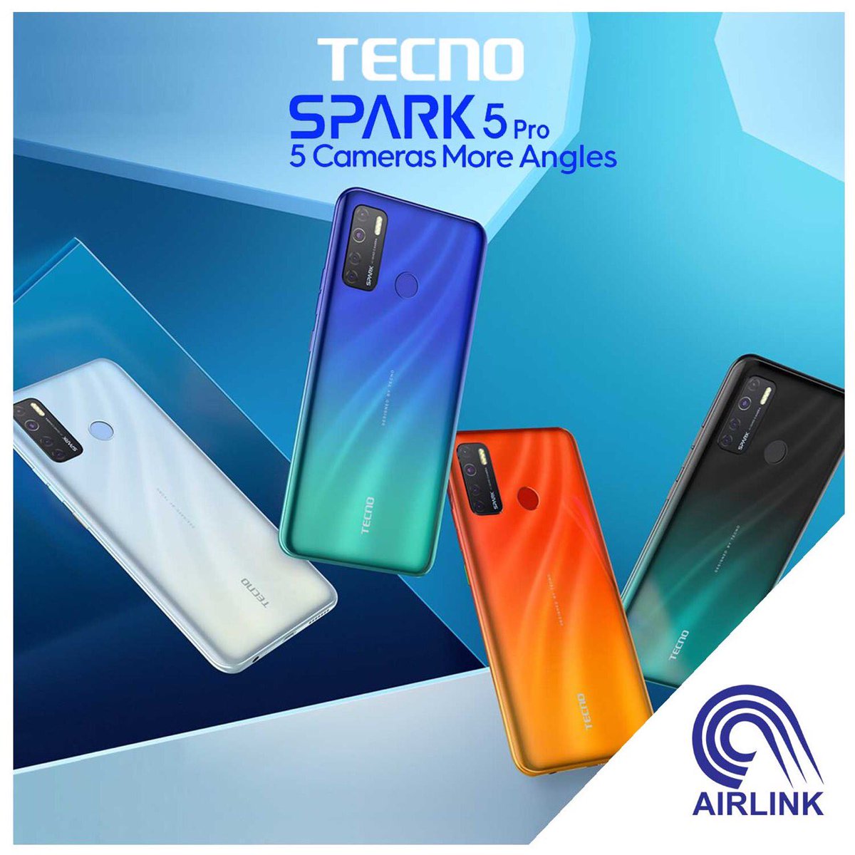 AirlinkALC's tweet image. Magnetic designs | Gradient colors | Amazing features and #FiveCameras that makes your every shot look more than perfect – Introducting #Spark5Pro by #Tecno #airlink