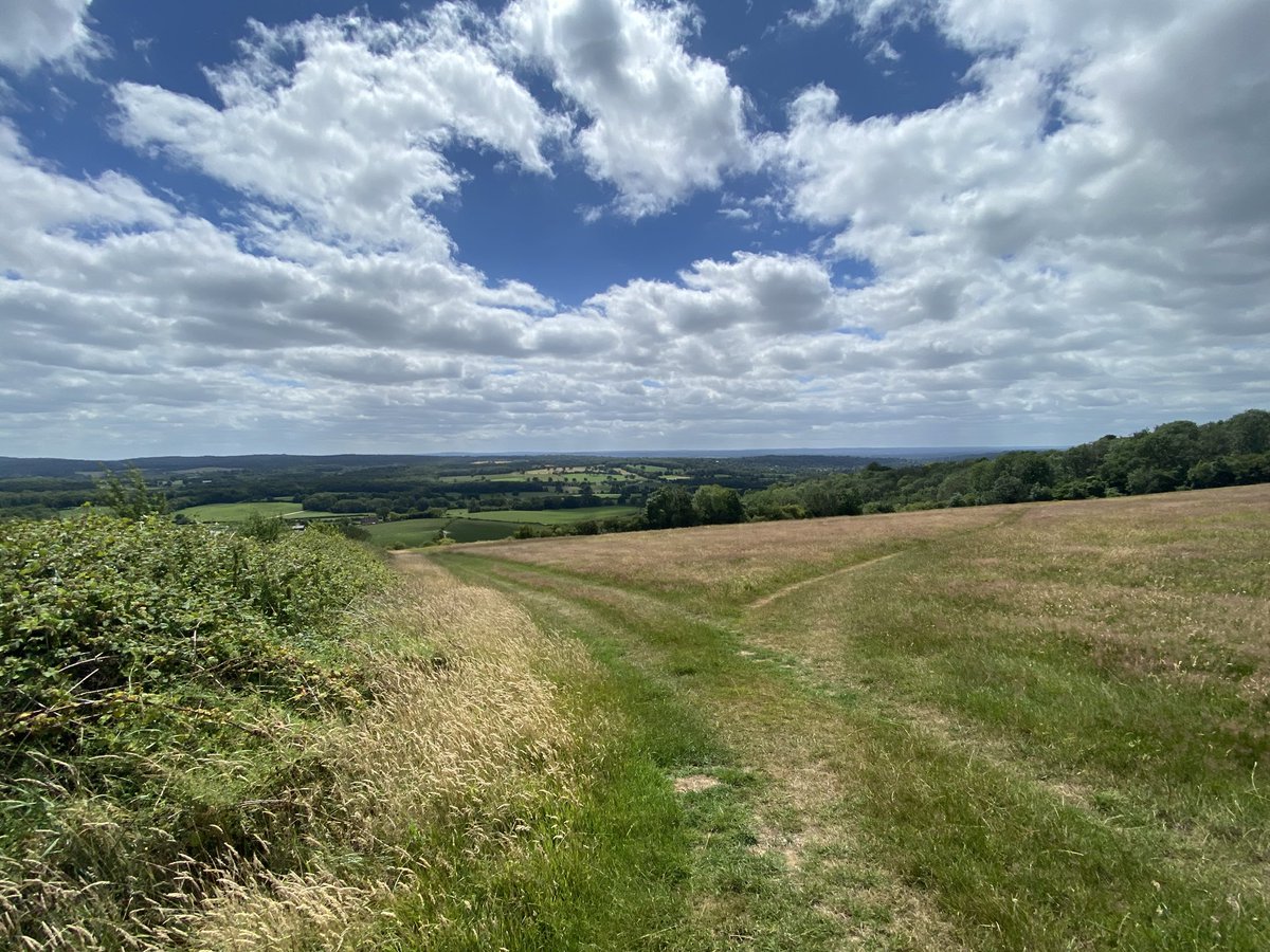 johnnydev66's tweet photo. Lovely day yesterday walking the @NorthDownsWay from Gatton Park to Knockholt, and barely a soul to be seen. Covered 40 miles in 2 days and doing the Farnham to Westhumble section today. All part of training for my 6-day attempt in October for @BreastCancerNow https://t.co/Pn3MFJjjcx