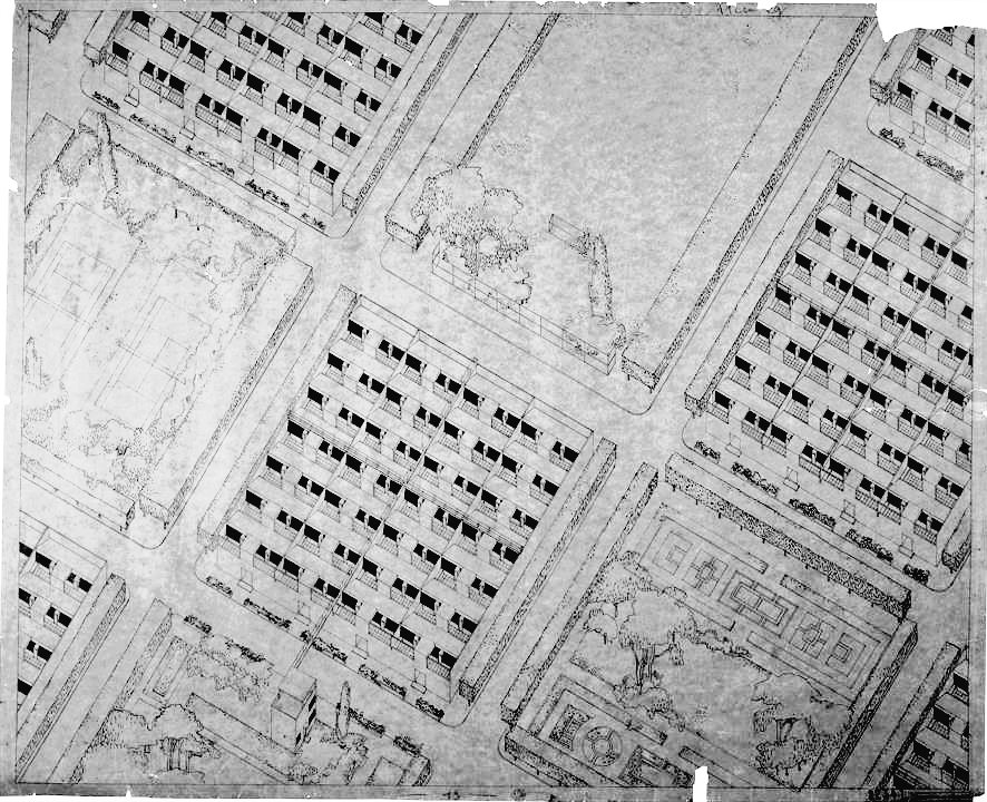 ro_almonacid's tweet photo. LE CORBUSIER: proyecto de #CitéUniversitaire para París (1925). Modelo incipiente der #matbuilding formando manzanas regulares típicas de un ensanche decimonónico con elementos del jardín francés. Y unos apartamentos dúplex con acceso individual a su toit-jardin.
#dimartsurbans https://t.co/vFwKbfLmjG